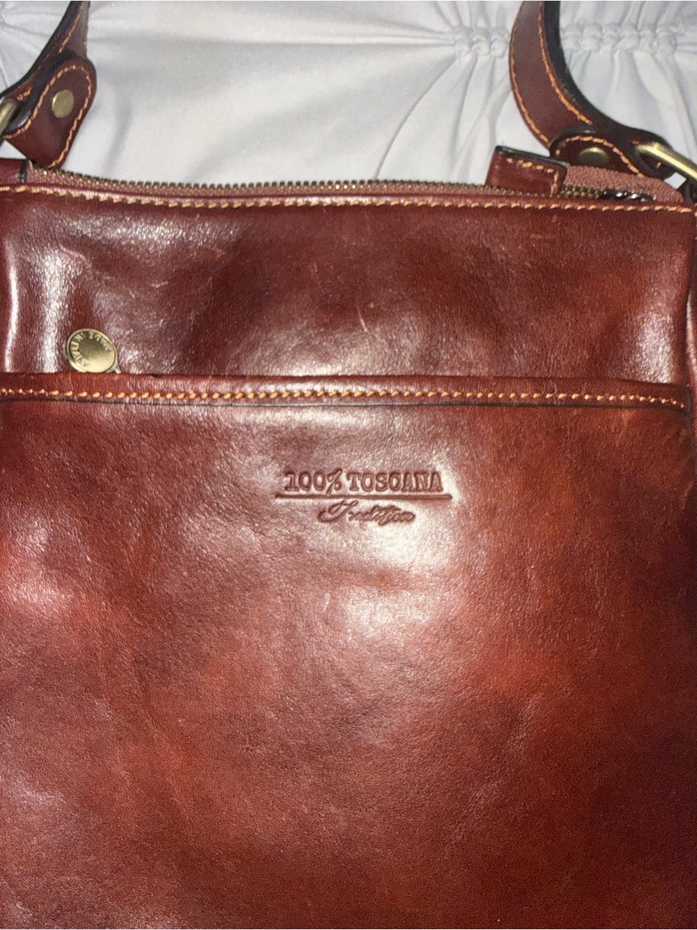100% Toscana Leather Briefcase - Rich Chestnut Brown